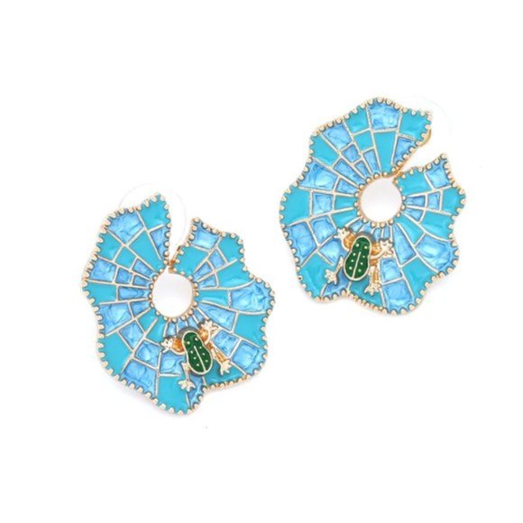 Blue Lily Statement Earrings - Picture 2 of 4